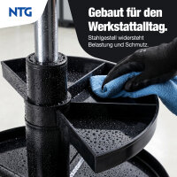 NTG Rollhocker H&ouml;henverstellbar bis 55 cm &ndash; Werkstatthocker bis 100 kg mit 5 Rollen &amp; Ablageschale &ndash; Drehhocker Werkstatt &ndash; Montagehocker mit PU Sitzpolster &ndash; Werkstattsitz f&uuml;r Garage KFZ Werkstatt