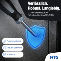 NTG XL Werkstattwand Komplett-Set 210 cm &ndash; Modulares Werkstattsystem mit 25 mm Holzarbeitsplatte, Werkzeugschr&auml;nken, Lochwand &amp; Werkbank, 200 kg Traglast, Schwarz RAL 9005