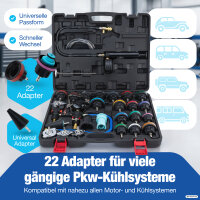 NTG 28-teilig K&uuml;hlsystemtester &amp; K&uuml;hler Abdr&uuml;ckger&auml;t | Vakuum K&uuml;hlmittel Bef&uuml;llger&auml;t Entl&uuml;ftungsger&auml;t Set | K&uuml;hlsystem Abdruck und Pr&uuml;fger&auml;t Tester Werkzeug Set Kfz PKW