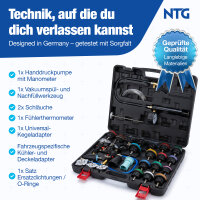 NTG 28-teilig K&uuml;hlsystemtester &amp; K&uuml;hler Abdr&uuml;ckger&auml;t | Vakuum K&uuml;hlmittel Bef&uuml;llger&auml;t Entl&uuml;ftungsger&auml;t Set | K&uuml;hlsystem Abdruck und Pr&uuml;fger&auml;t Tester Werkzeug Set Kfz PKW