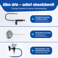 NTG 28-teilig K&uuml;hlsystemtester &amp; K&uuml;hler Abdr&uuml;ckger&auml;t | Vakuum K&uuml;hlmittel Bef&uuml;llger&auml;t Entl&uuml;ftungsger&auml;t Set | K&uuml;hlsystem Abdruck und Pr&uuml;fger&auml;t Tester Werkzeug Set Kfz PKW