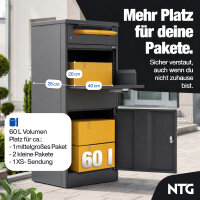 NTG Paketbox 112 x 38 x 50 cm &ndash; Anthrazit &ndash; Abschlie&szlig;barer Paketbriefkasten aus Stahl