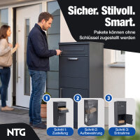 NTG Paketbox 112 x 38 x 50 cm &ndash; Anthrazit &ndash; Abschlie&szlig;barer Paketbriefkasten aus Stahl