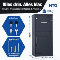 NTG Paketbox 112 x 38 x 50 cm &ndash; Anthrazit &ndash; Abschlie&szlig;barer Paketbriefkasten aus Stahl