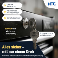 NTG WERKZEUGWAGEN LEER &ndash; Werkstattwagen mit 7 kugelgelagerten Schubladen &ndash;  2 Rollen mit Feststellbremse &ndash; Robuster Werkzeugwagen f&uuml;r optimale Werkstattorganisation