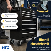 NTG WERKZEUGWAGEN LEER &ndash; Werkstattwagen mit 7 kugelgelagerten Schubladen &ndash;  2 Rollen mit Feststellbremse &ndash; Robuster Werkzeugwagen f&uuml;r optimale Werkstattorganisation
