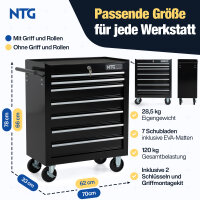 NTG Werkzeugwagen LEER &ndash; Werkstattwagen mit 7 kugelgelagerten Schubladen
