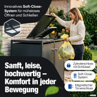 NTG M&uuml;lltonnenbox - Abschlie&szlig;bare M&uuml;lltonnenverkleidung f&uuml;r 4 Tonnen - Bis 240 L -  Anthrazit - Feuerverzinkter Stahl - Wetterfest