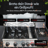 Flammenwerk Gasgrill Edelstahl 4 + 1 Brenner 17 kW mit...