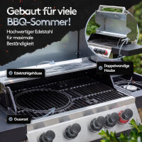 Flammenwerk Gasgrill Edelstahl 4 + 1 Brenner 17 kW mit Seitenbrenner