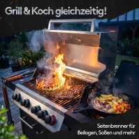 Flammenwerk Gasgrill Edelstahl 4 + 1 Brenner 17 kW mit Seitenbrenner