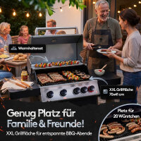Flammenwerk Gasgrill Edelstahl 4 + 1 Brenner 17 kW mit Seitenbrenner
