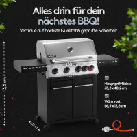 Flammenwerk Gasgrill Edelstahl 4 + 1 Brenner 17 kW mit Seitenbrenner