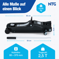 Wagenheber 2,5t Flach 85-375mm Rangierwagenheber T&Uuml;V Zertifiziert Variante