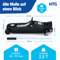 Wagenheber 2,5t Flach 85-375mm Rangierwagenheber T&Uuml;V Zertifiziert Variante