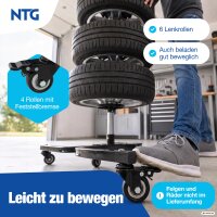 Felgenbaum f&uuml;r Autoreifen bis 225mm fahrbar - Reifenst&auml;nder inkl. 8 Reifen  Reifenbaum mit Rollen 131 x 50 x 50 cm  Inklusive Handschuhen