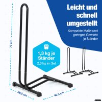 Fahrradst&auml;nder 2er-Set Indoor aus Stahl f&uuml;r 2 R&auml;der 20-29 Zoll, bis 6,5 cm breit