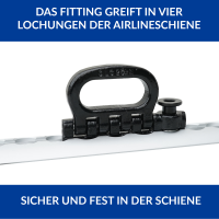Vierfach-Fitting f&uuml;r Airline-Schiene, klappbar