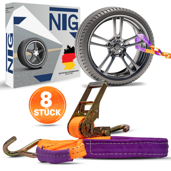 Auto Zurrgurt Spanngurt Autotransport 8 St&uuml;ck Set PKW Radsicherung Gurt Auto