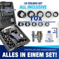 NTG Druckluft Schlagschrauber 310 Nm 1/2 Zoll mit Koffer und 10 N&uuml;ssen f&uuml;r Reifenwechsel KFZ Werkstatt Set 16-teilig mit Drehmoment Schnellkupplung Mini Nebel&ouml;ler 6,3 bar