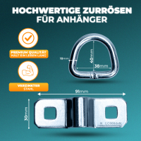 Zurrb&uuml;gel, verzinkt, 30 x 60 mm, 800 daN