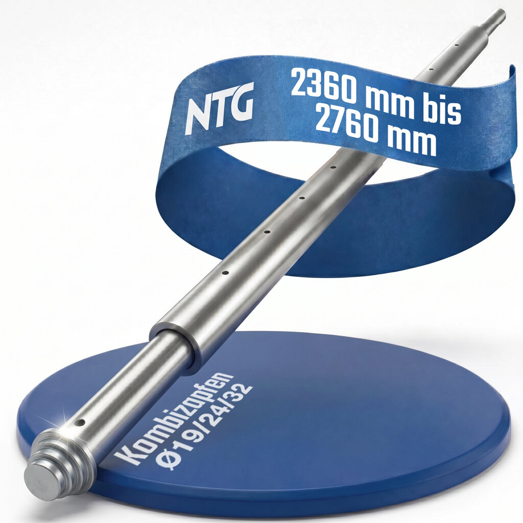 NTG Rundsperrbalken – Klemmbalken 1200–1600 Mm, Kombizapfen 19/24 Mm, Für Airlineschiene, 42 Mm Rohr, 500 DaN