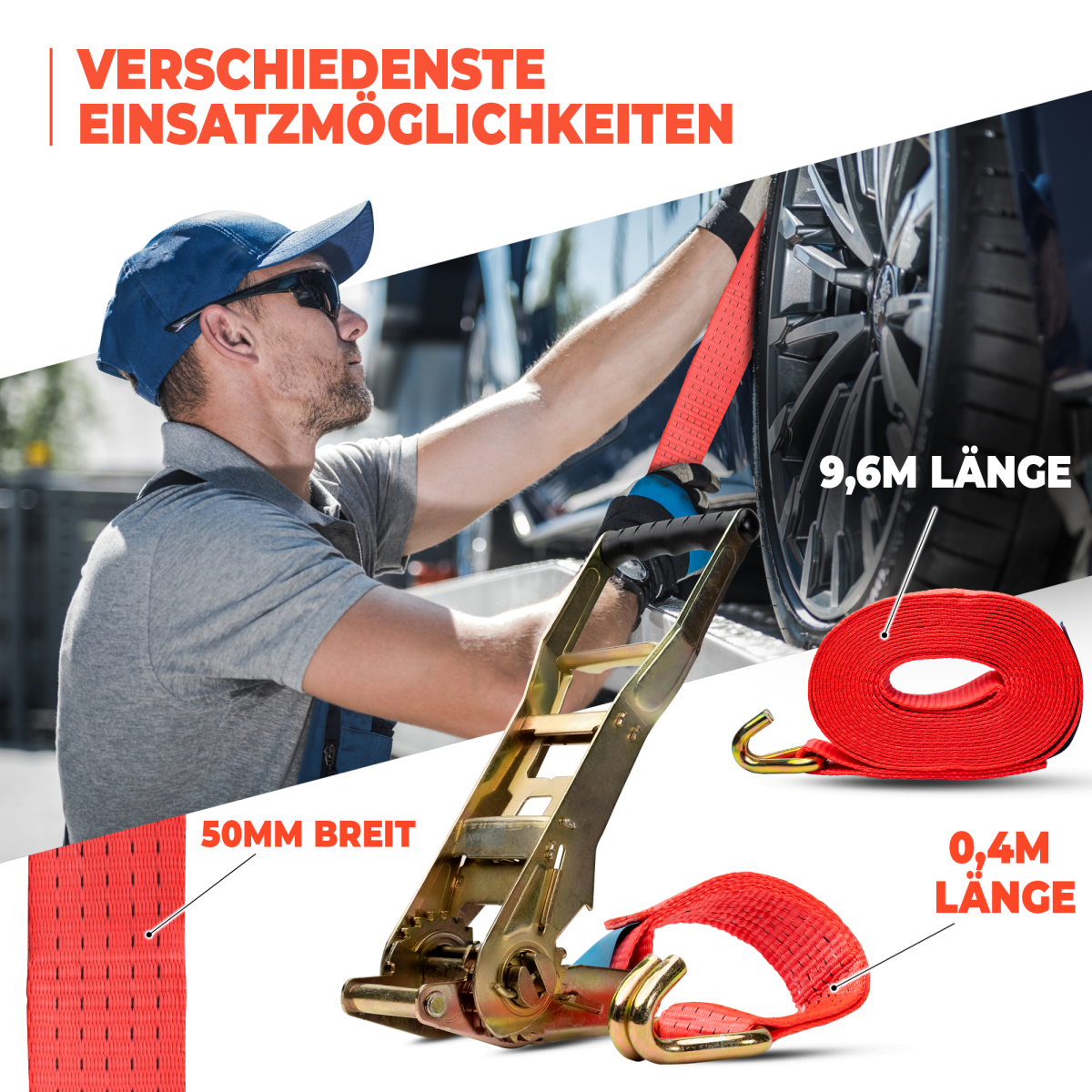 Zurrgurt 5 to mit Langhebel-Ratsche, 10 m lang, 19,90