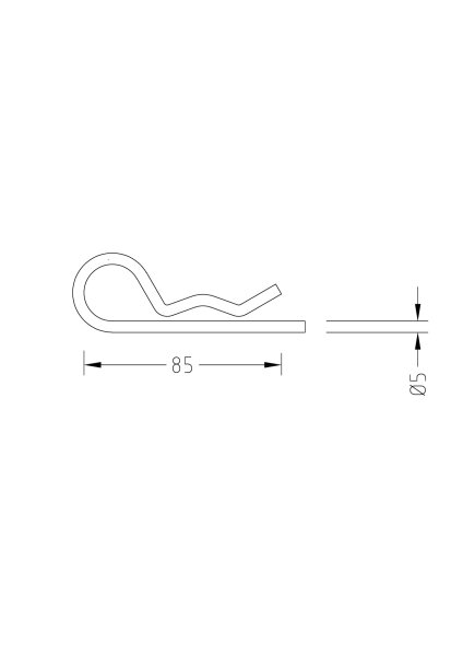 Federstecker 5x85 f&uuml;r Teleteil, DIN 11024, 1 Wdg.