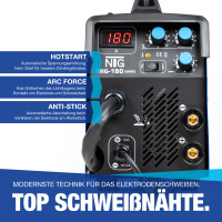 Schwei&szlig;ger&auml;t Schutzgas F&uuml;lldraht MIG MAG MMA MIG-180 mini Inverter inkl. Helm