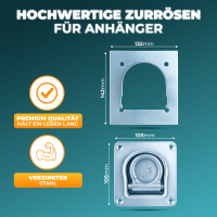 Zurrmulde, verzinkt, 105 x 105 mm, 800 daN, mit Gegenplatte