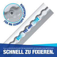 Airlineschiene Zurrschiene 8 x 1 m 1 Meter rund m. Bohrungen u. Starterset Alu