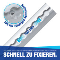 Airlineschiene Zurrschiene 4 x 1 m 1 Meter halbrund m. Bohrung u. Sparset Alu