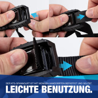 NTG Zurrgurte mit Klemmschloss und Gummiprotektor 6 Meter, f&uuml;r die schnelle Sicherung im Auto, Fahrradtr&auml;ger, Sackkarre und beim Umzug